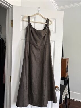 Reformation Green-Gray-Houndstooth Maxi Dress with Sweetheart Bodice-Size Large